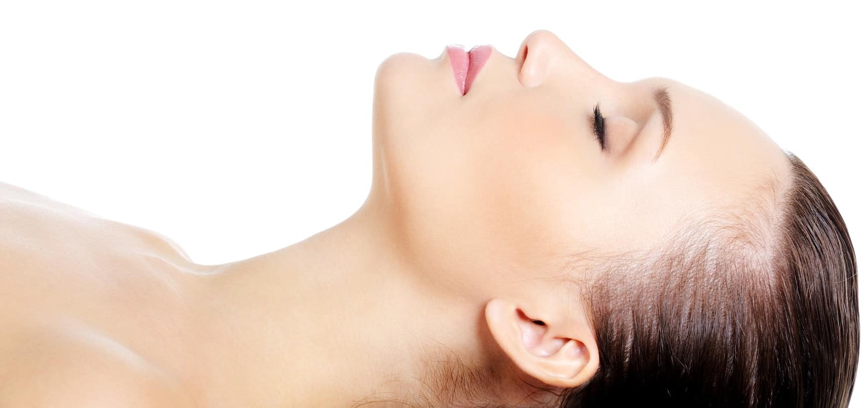 Profile portrait of young attractive caucasian female face with clean skin - TLC Medispa & SkinStore